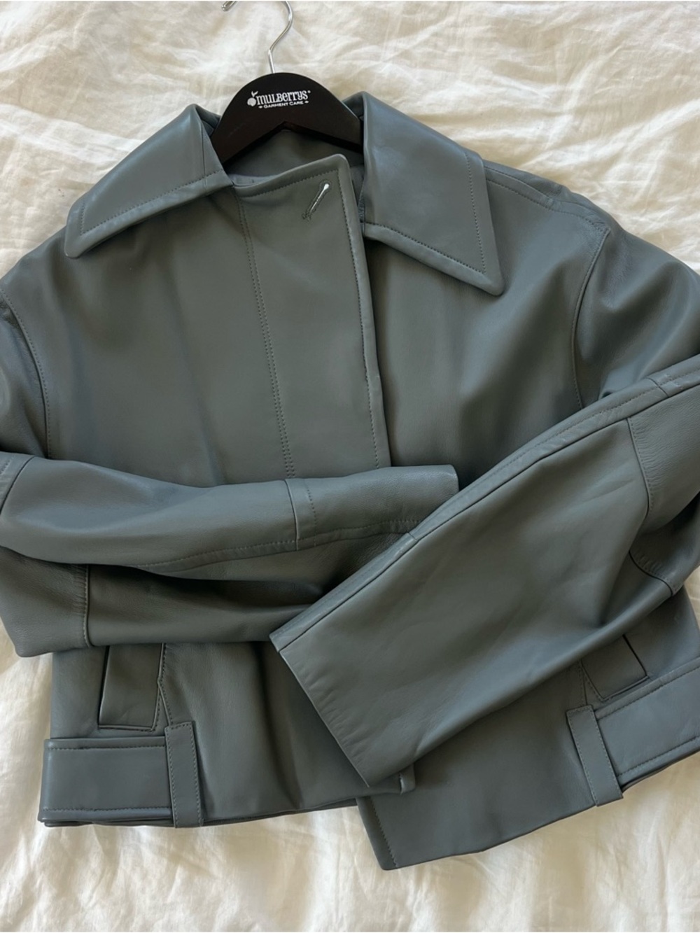 VINCE Slate Gray Green 100% Leather Jacket Size Small - Picture 2 of 7